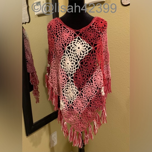 OSFM Handmade Crocheted Poncho - Picture 2 of 2